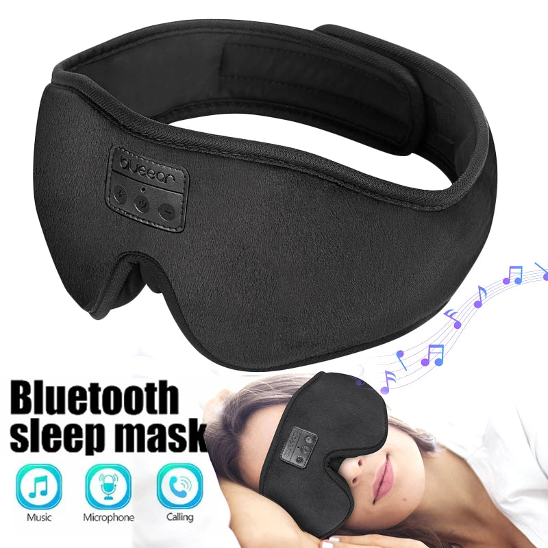 Bluetooth Sleeping Headphones 3D Wireless Music Eye Mask Bluetooth 5.2 Sleep Headset with Microphone Soft Adjustable Blindfold