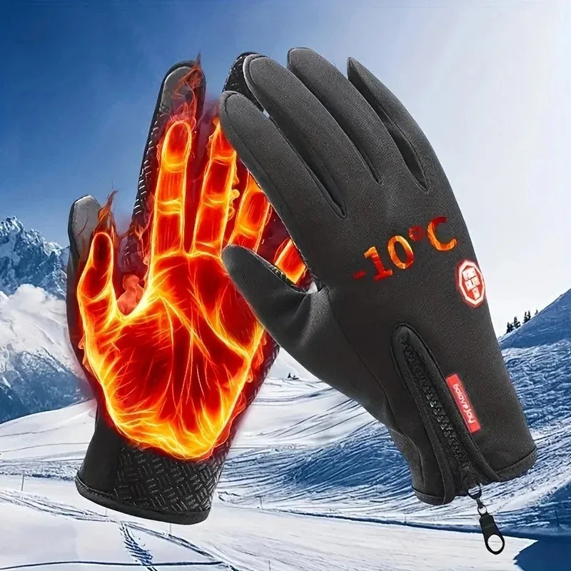 Men's Cycling Gloves Winter Touch Screen Warm Women Bicycle Waterproof Thermal Non-Slip Gloves Gym Outdoor Ski Sports Equipment