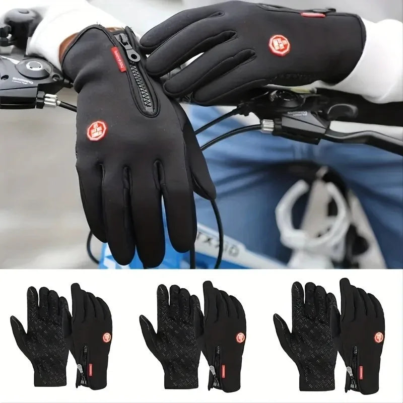 Men's Cycling Gloves Winter Touch Screen Warm Women Bicycle Waterproof Thermal Non-Slip Gloves Gym Outdoor Ski Sports Equipment