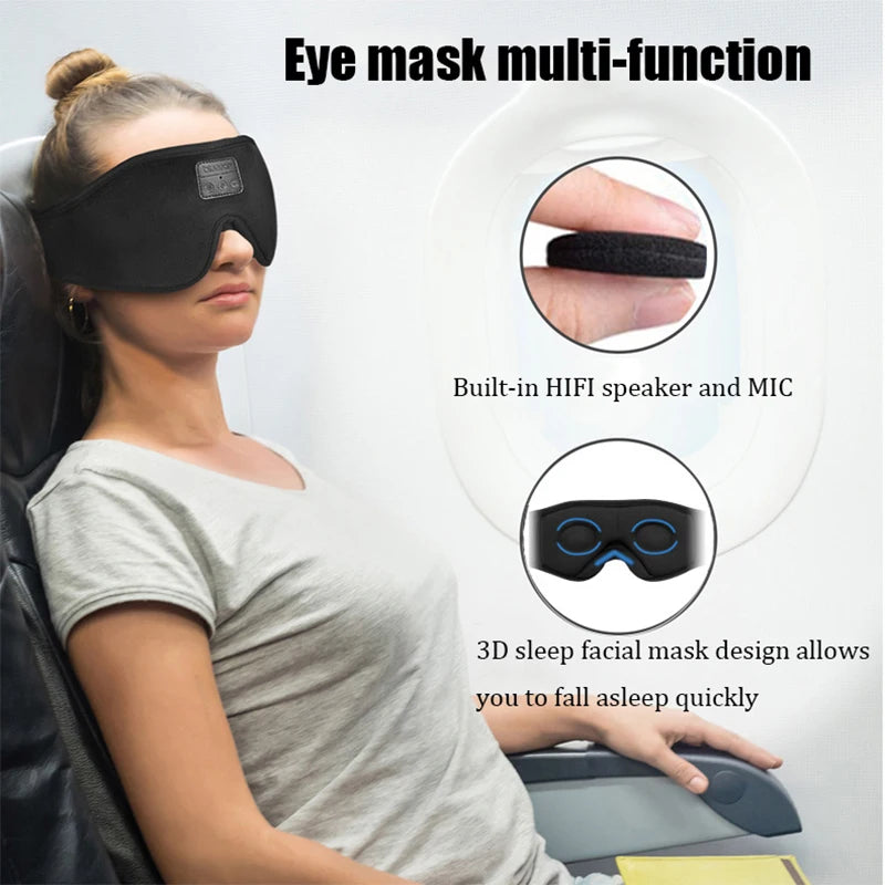 Bluetooth Sleeping Headphones 3D Wireless Music Eye Mask Bluetooth 5.2 Sleep Headset with Microphone Soft Adjustable Blindfold