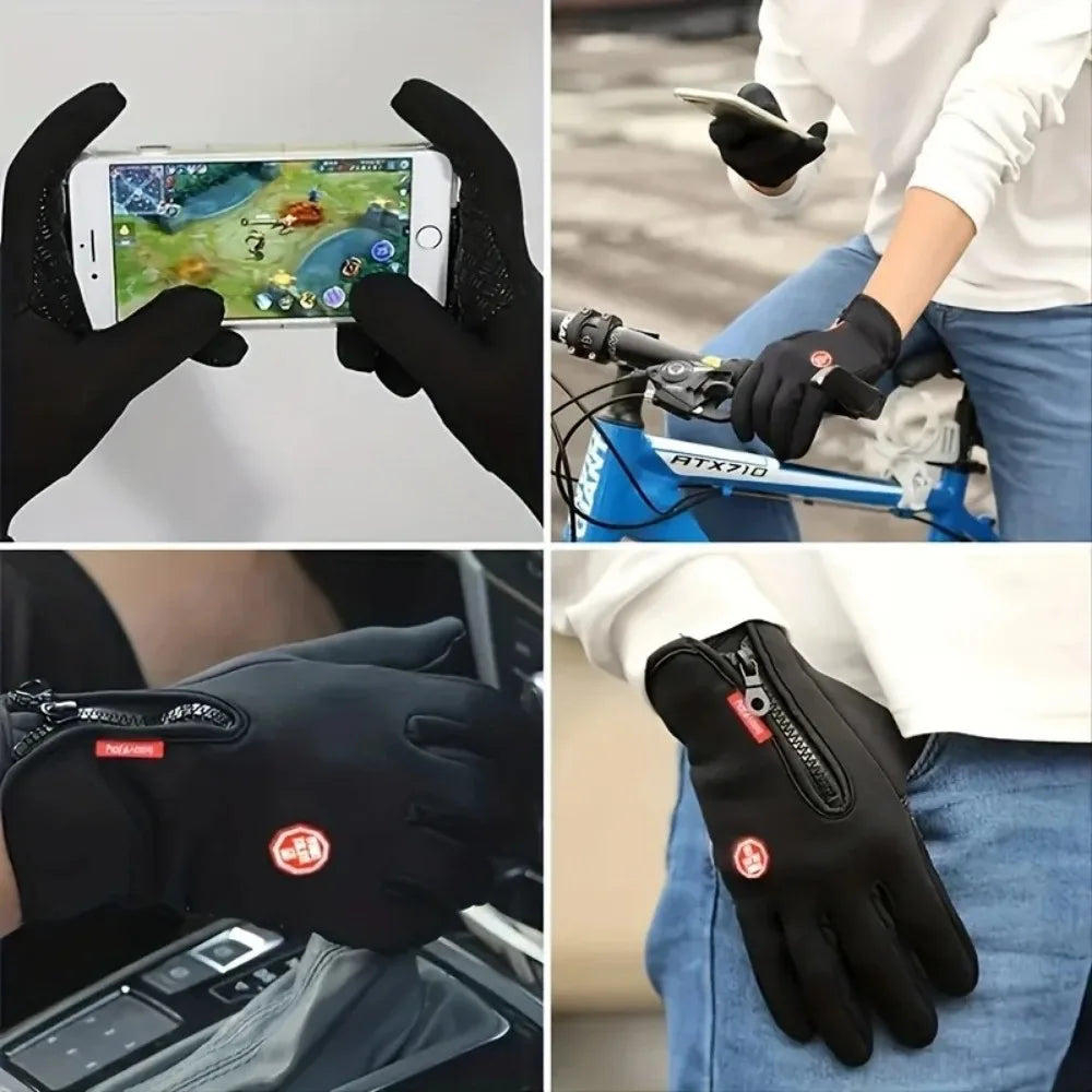 Men's Cycling Gloves Winter Touch Screen Warm Women Bicycle Waterproof Thermal Non-Slip Gloves Gym Outdoor Ski Sports Equipment