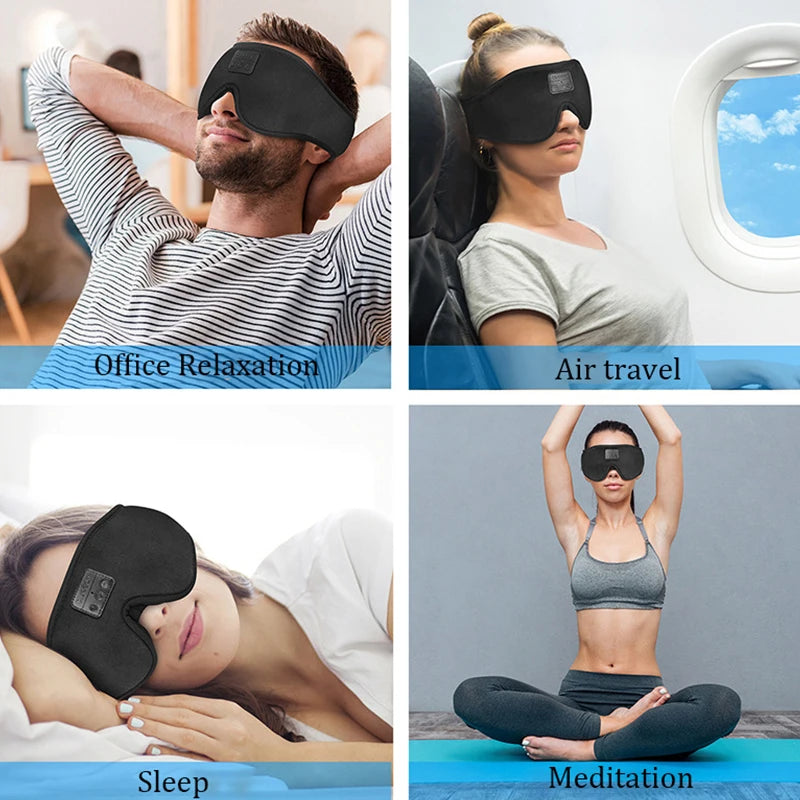 Bluetooth Sleeping Headphones 3D Wireless Music Eye Mask Bluetooth 5.2 Sleep Headset with Microphone Soft Adjustable Blindfold