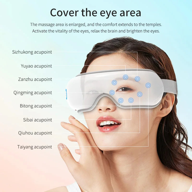 4 in 1 Airbag Eye Massager with Heat for Migraines Relief Smart Eye Mask with Bluetooth Music for Relax Eye Strain Improve Sleep